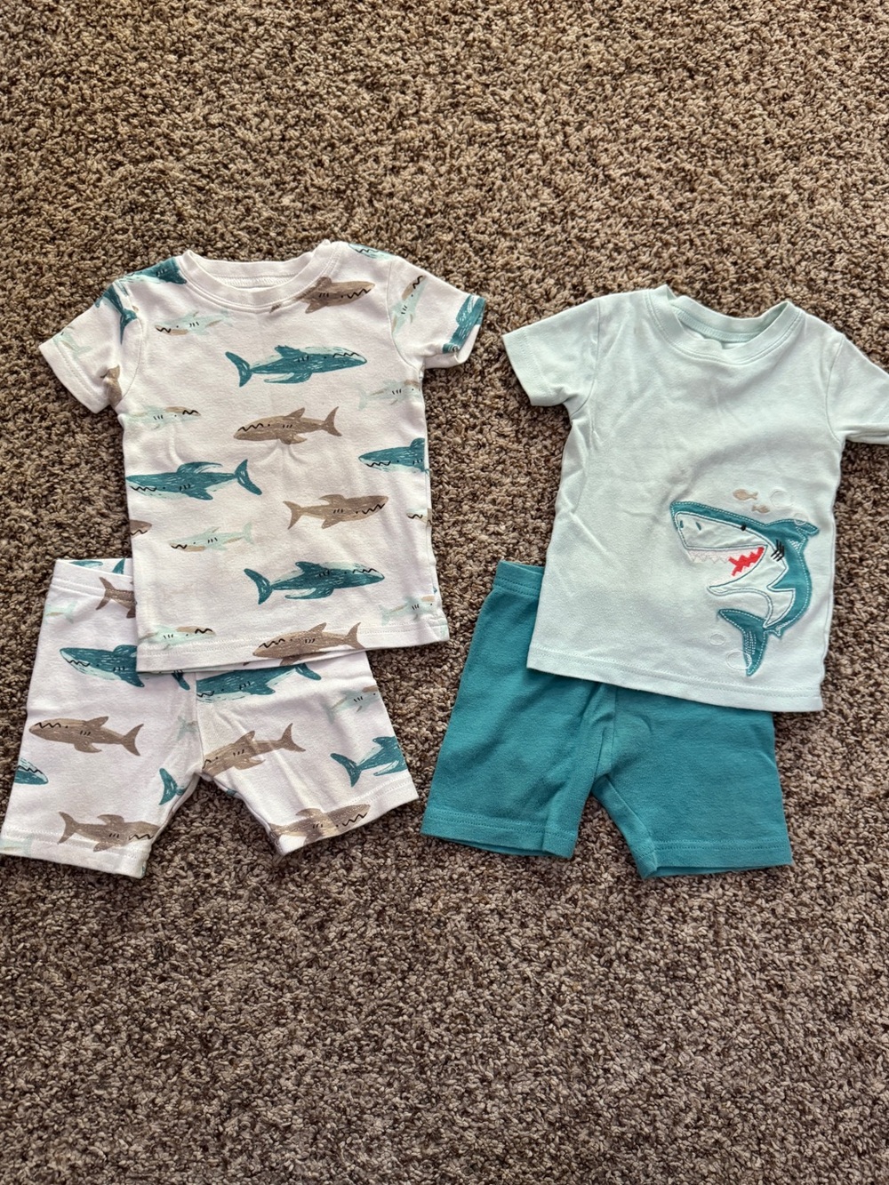 Carter’s Baby Toddler Shorts Snug Fit Shark Pajamas Set Bundle